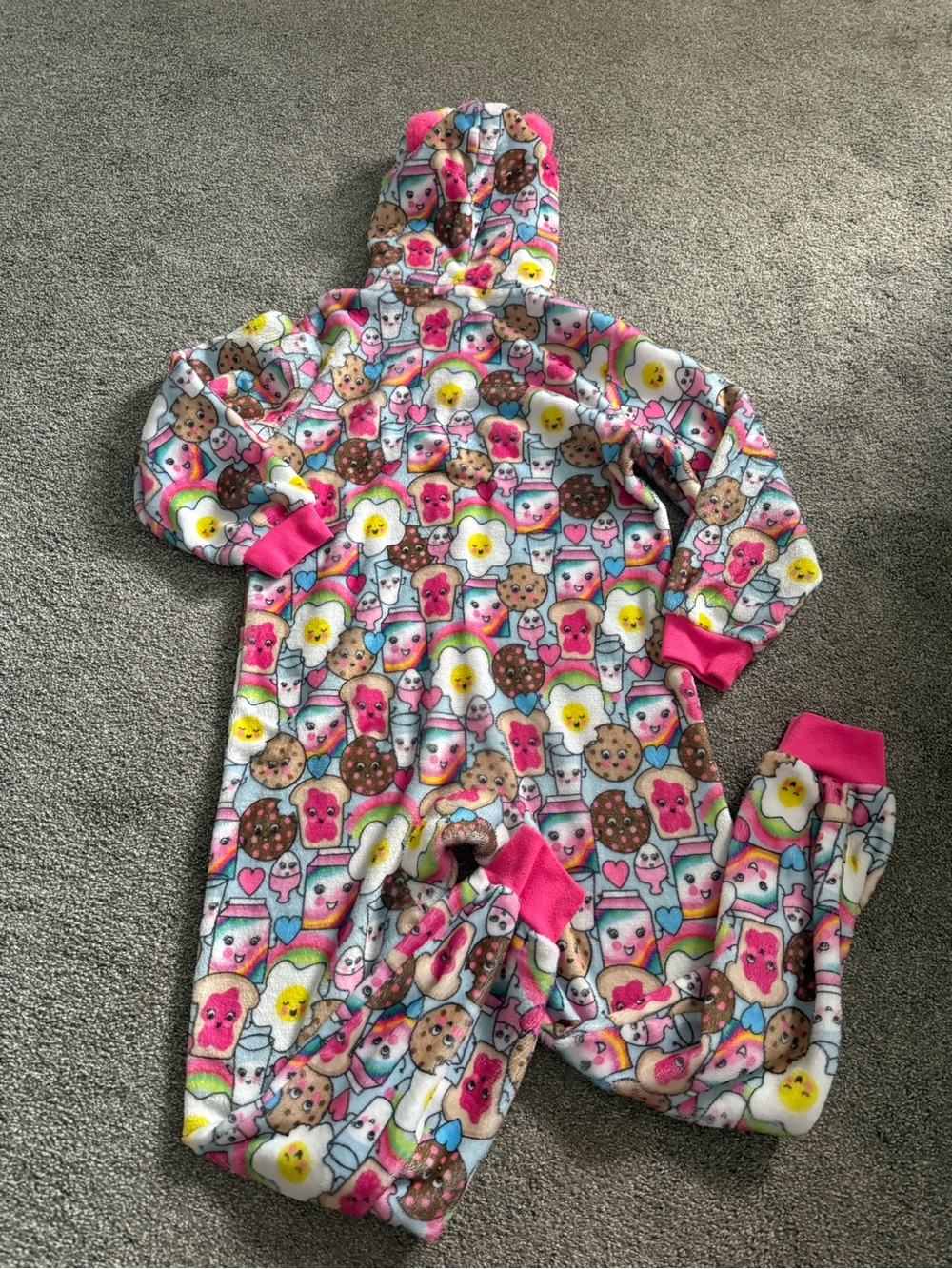 Children’s Place Cozy Pink One-Piece Hoodie Onesie Union Suit Sz M (7-8) - Picture 3 of 6